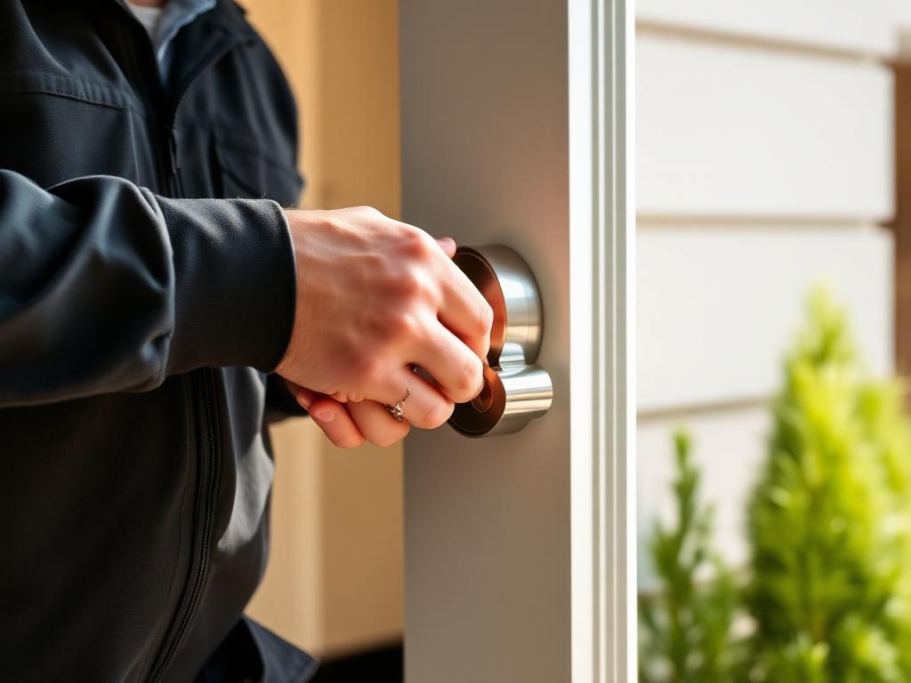 Locksmith installing a new house lock in Apex, NC